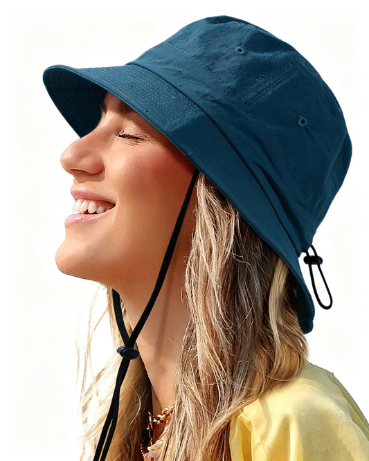 Water-Resistant Bucket Hat for Women Men - Deep Ocean Blue