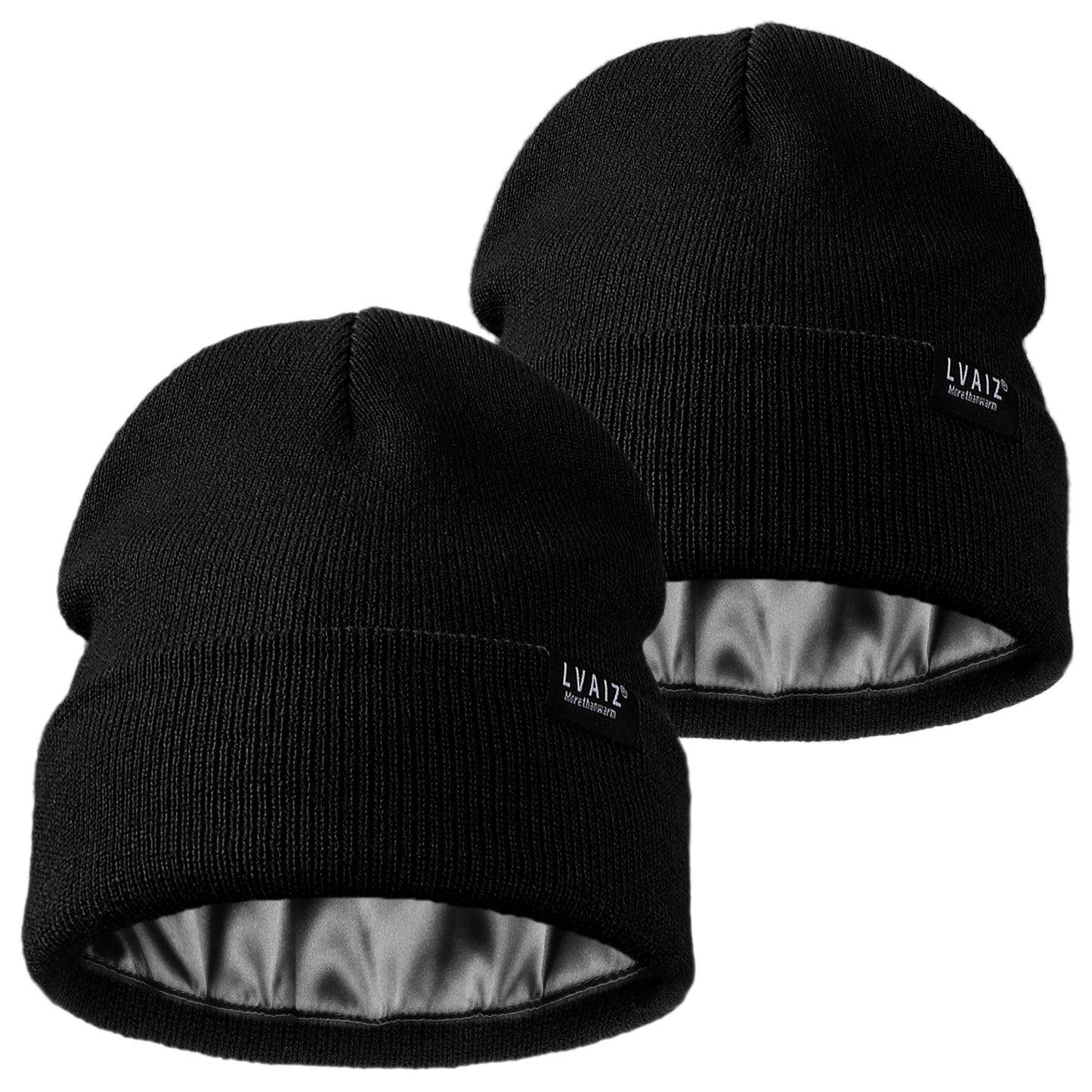 2 Pack Satin Cuffed Beanie Hats