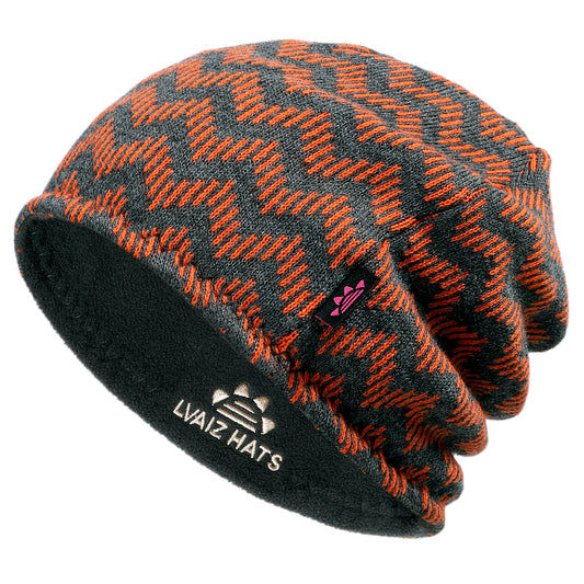 Striped Reversible Fleece Lined Knitted Beanie