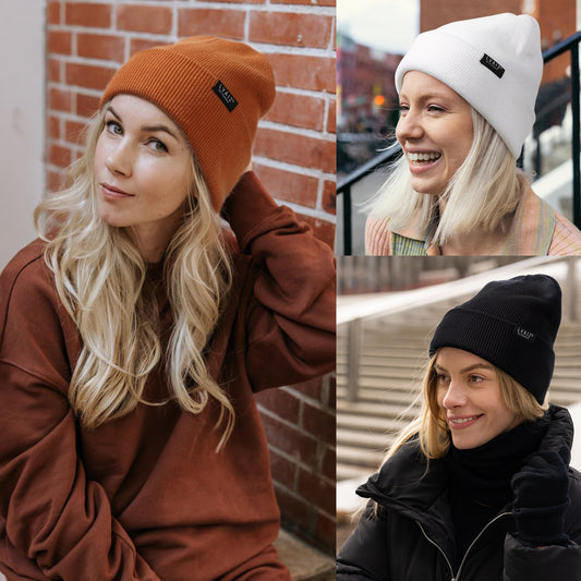 3 Pack Satin Cuffed Beanie Hats