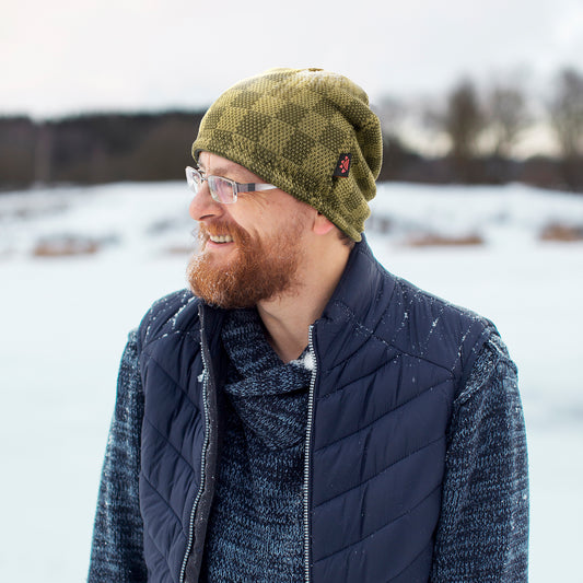 Plaid Knitted Reversible Fleece Lined Beanie