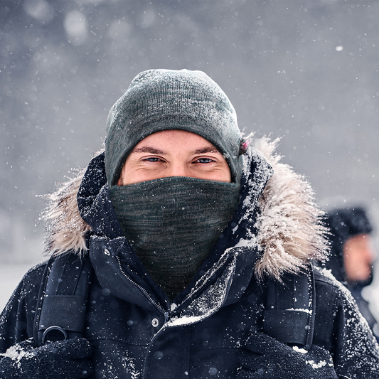 Reversible Fleece Lined Knitted Beanie Scarf