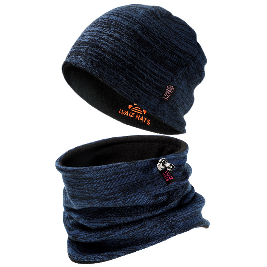 Reversible Fleece Lined Knitted Beanie Scarf