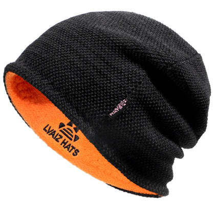 Flip Design Reversible Fleece Lined Knitted Beanie