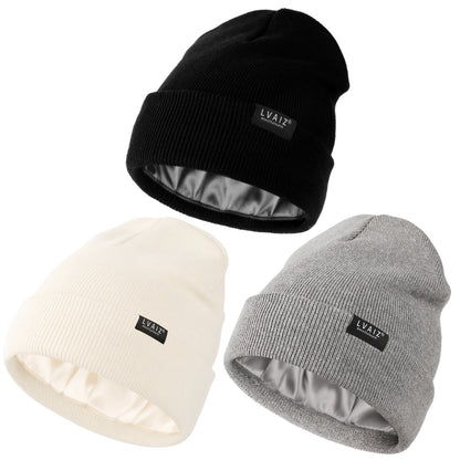 3 Pack Satin Cuffed Beanie Hats