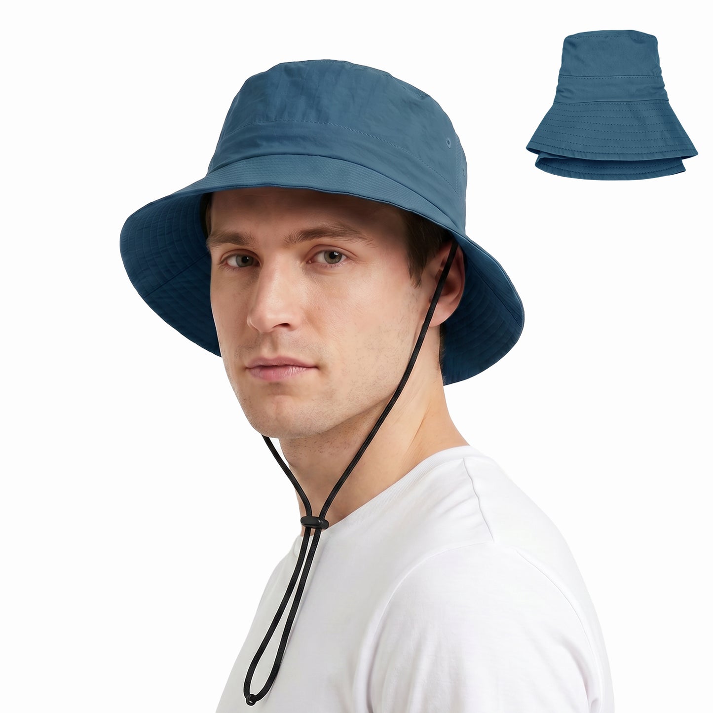 Water-Resistant Bucket Hat for Women Men - Deep Ocean Blue