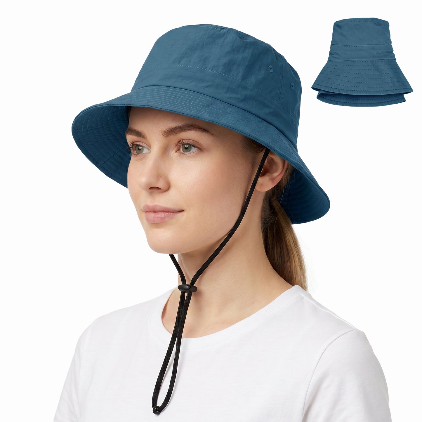 Water-Resistant Bucket Hat for Women Men - Deep Ocean Blue