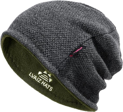 Flip Design Reversible Fleece Lined Knitted Beanie