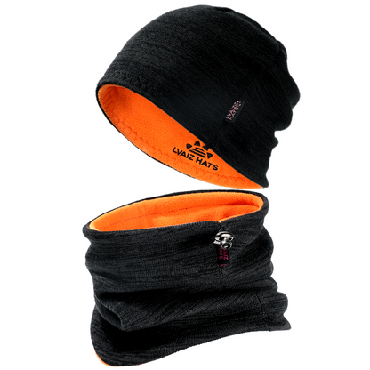Reversible Fleece Lined Knitted Beanie Scarf